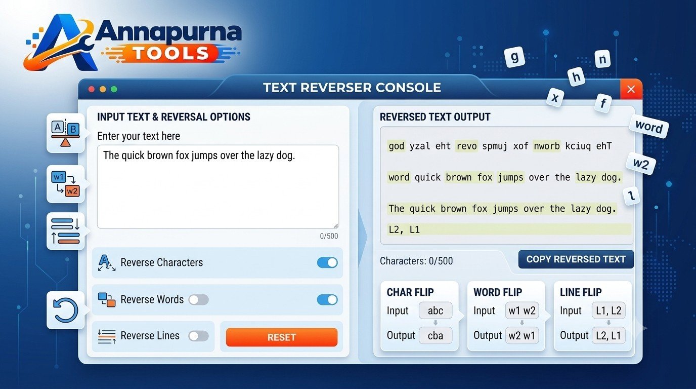 Text Reverser Online - Reverse Text, Words & Lines