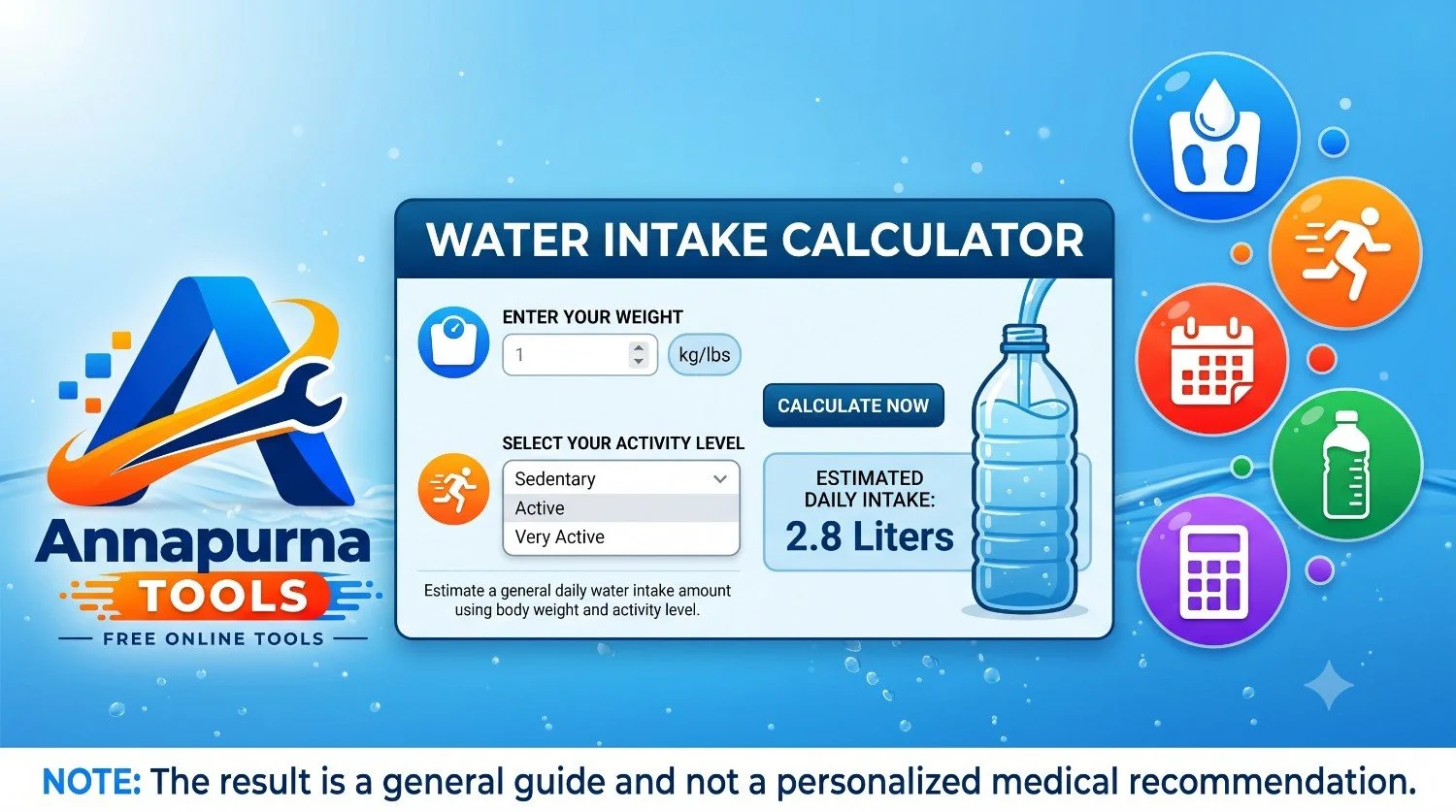 Water Intake Calculator | Daily Water Intake Estimate
