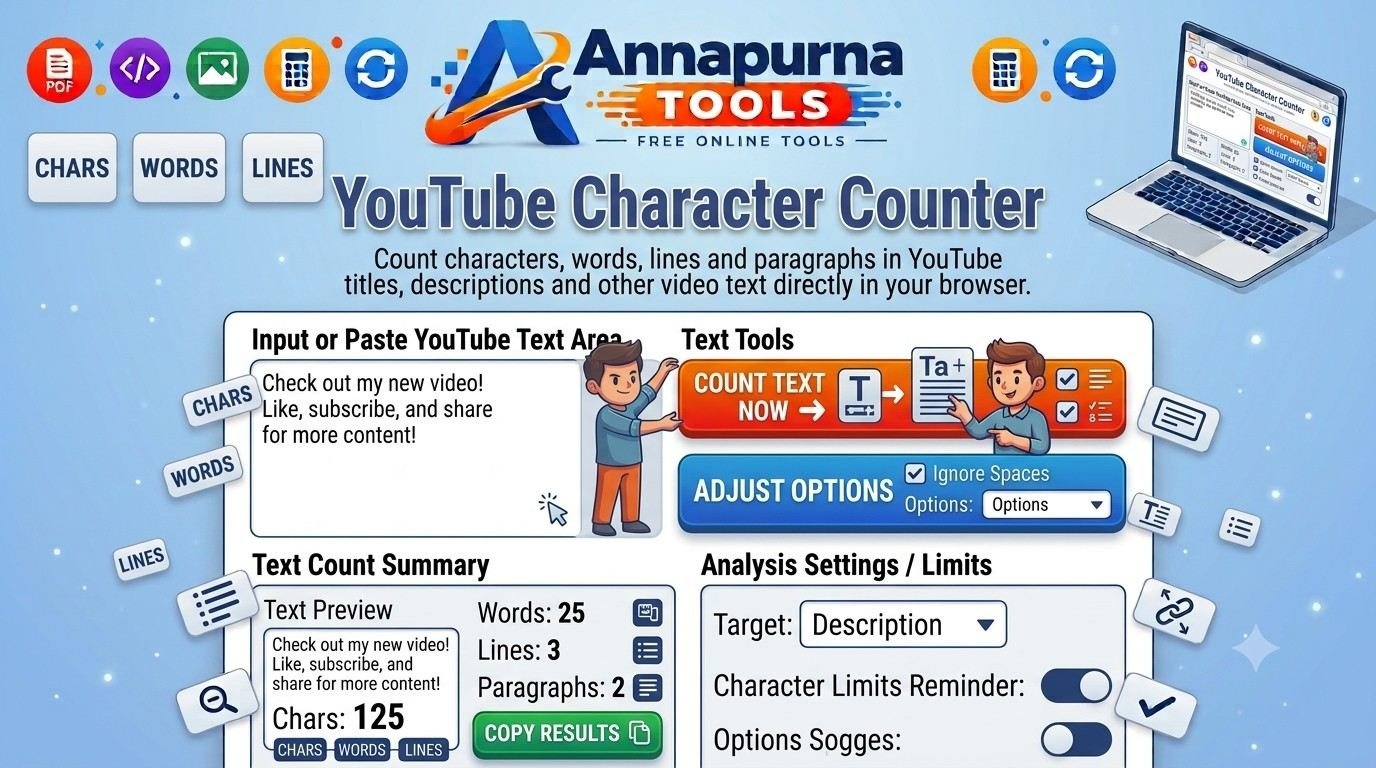 YouTube Character Counter - Count Characters, Words & Lines